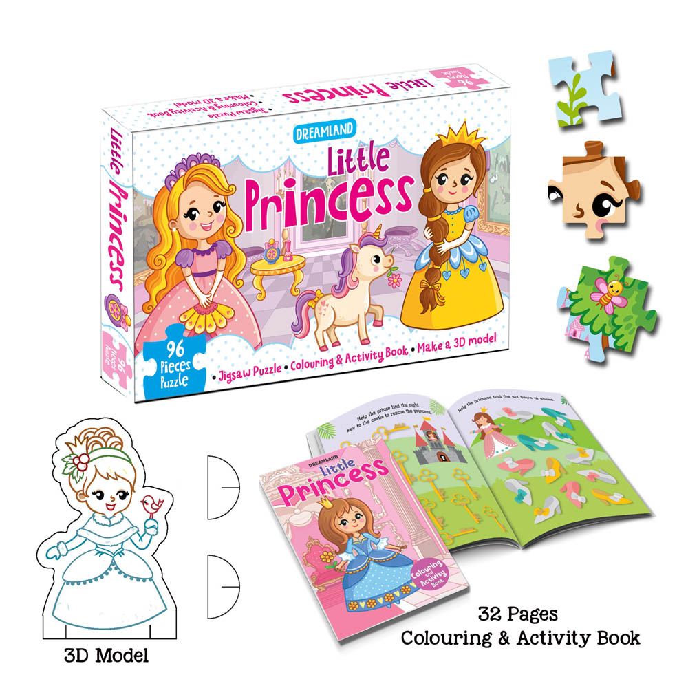 Little Princess Jigsaw Puzzle for Kids – 96 Pcs | With Colouring & Activity Book and 3D Model