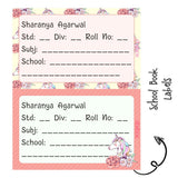 School Book Label - Pink Unicorn