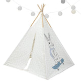 Rabbit motif powder blue dots Teepee