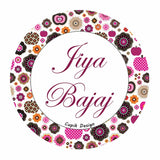 Pink & Black Floral Waterproof Stickers (Round)