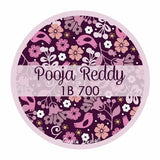 Pink Floral Waterproof Stickers (Round)