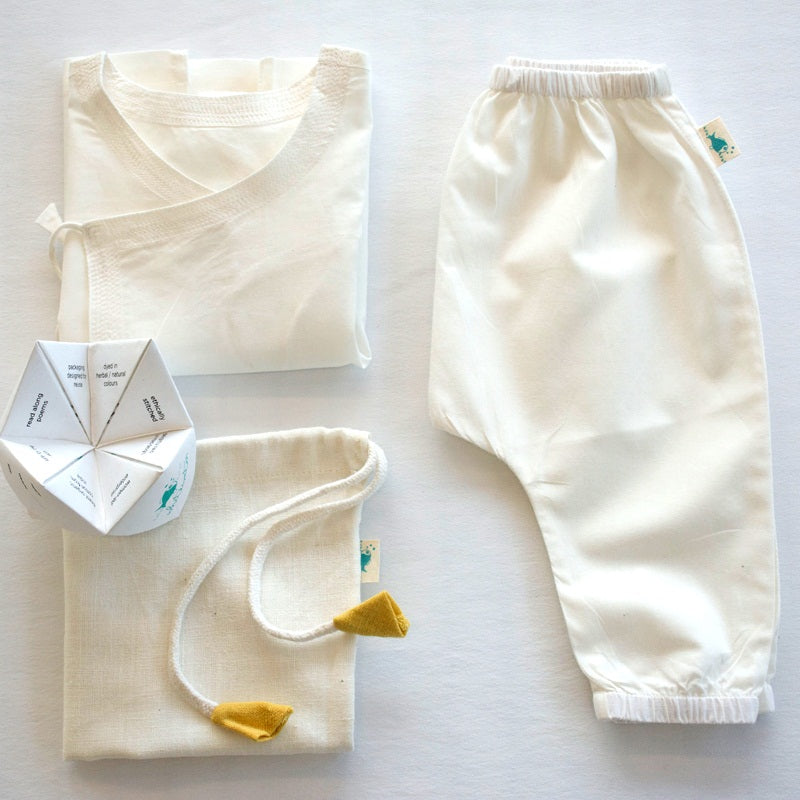 Unisex Organic Essential White Angrakha Top + Pants