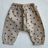 Whitewater Kids Unisex Organic Indigo Beige Polka Angrakha + Polka Pants