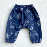 Unisex Organic White Angrakha Top+zoo Print Indigo Pants