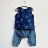 Unisex Organic Zoo  Jhabla With Indigo Check Pants