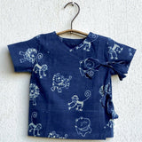 Unisex Organic Zoo Print Indigo Angarakha Top + Pants