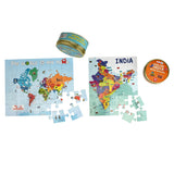 Around the World Map Puzzles Combo Pack - World Map + India Map