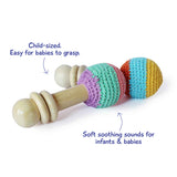 Wooden Non-Toxic Crochet Shaker Rattle Toy - ORANGE