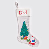 Santa Sitting Under Tree Luxe Stocking (Silver)