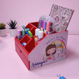 Stationery Stand With Drawer - Pink Unicorn