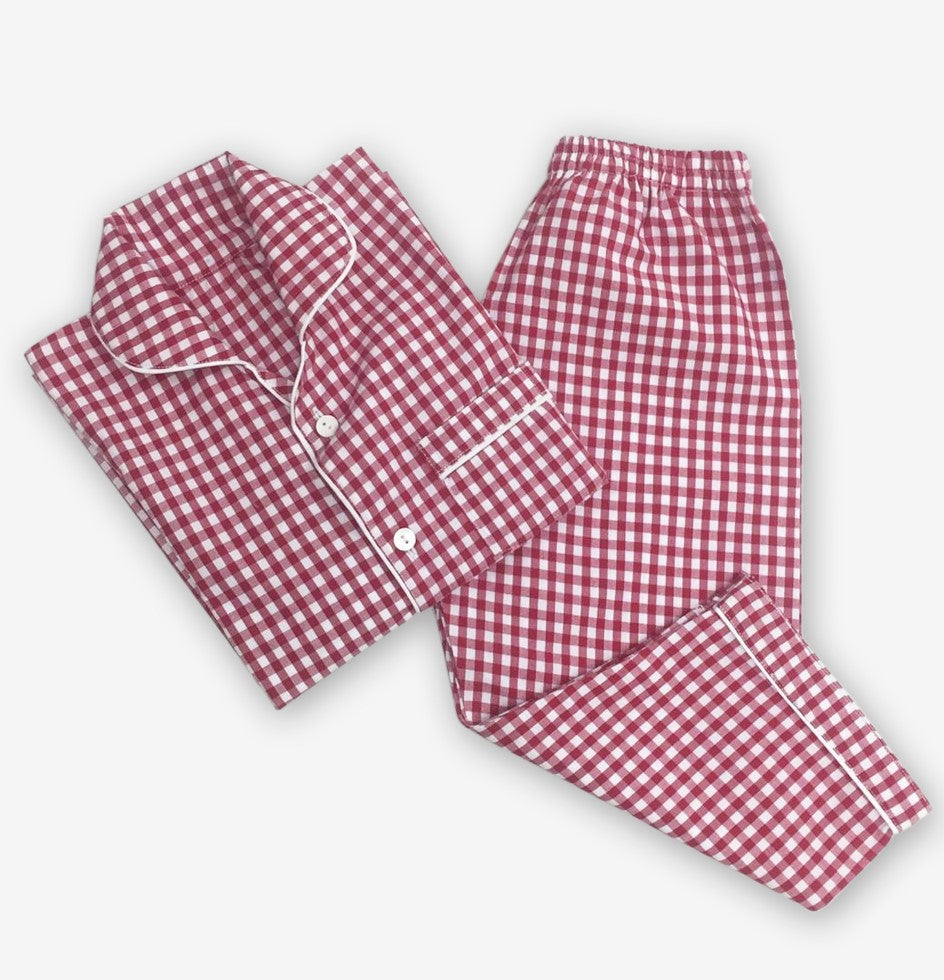 Men Classic Red Gingham Pajama Set