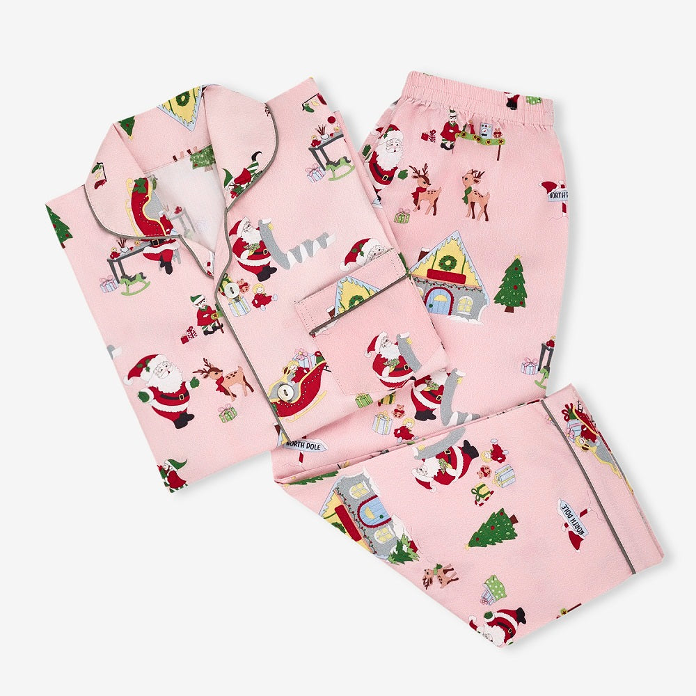 Santa's Workshop Pajama Set - Blush Pink